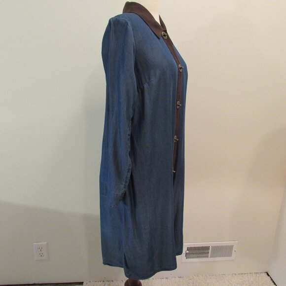Soft Surroundings Icons Urbina Denim Dress Coat Size Medium - Picture 8 of 16